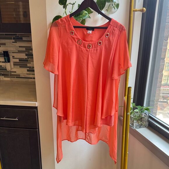 Cocomo Vibrant Orange Layered Tunic - Picture 1 of 6